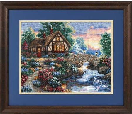 Gold Collection Twilight Bridge Counted Cross Stitch Kit - Click Image to Close
